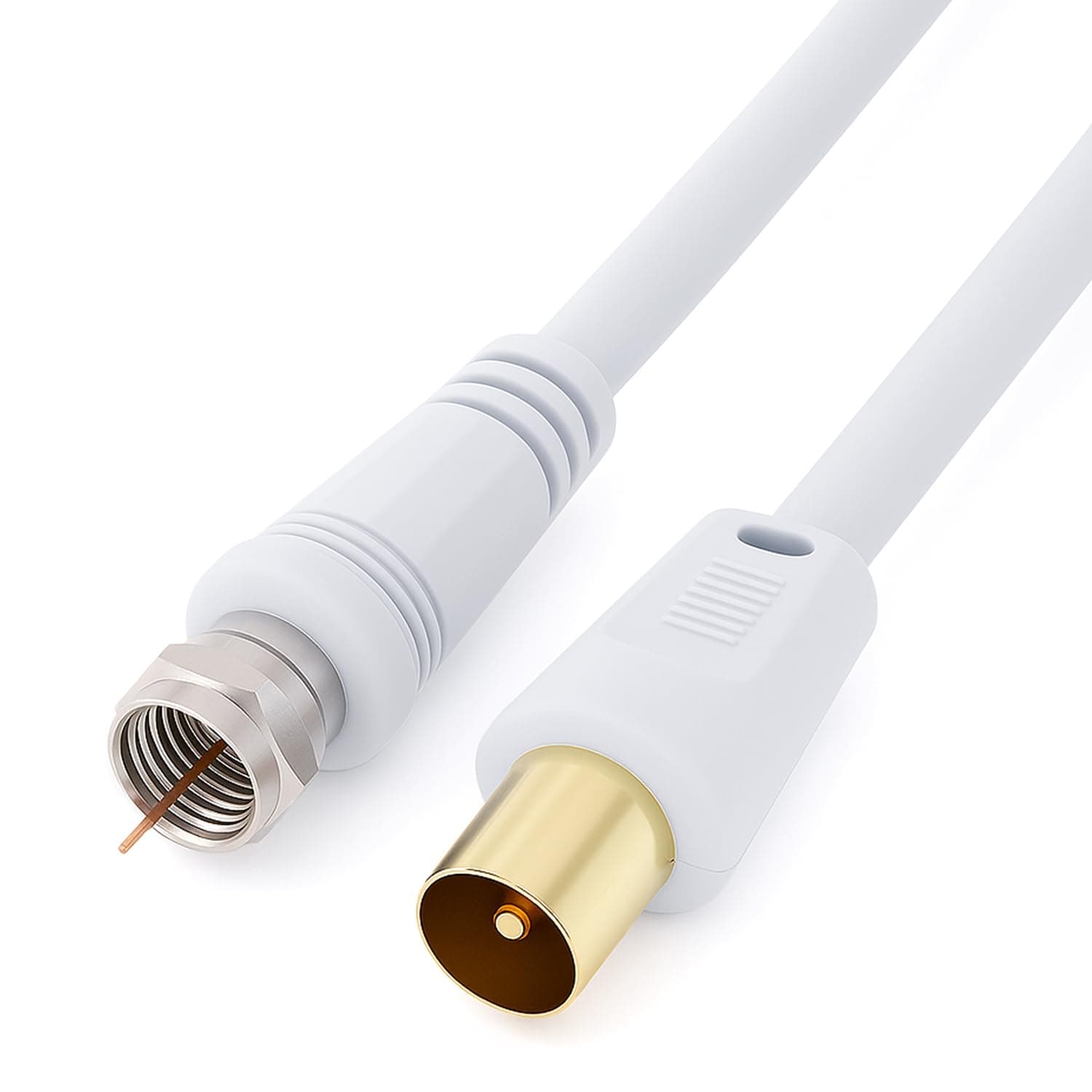 Coaxial Aerial F Connector Male Plug to RF M-Male Cable for Satellite Sat Freesat Xfinity, AT&T, WOW!, T TV HDTV DVB DVD Radio/Coax Ariel Freeview Lead Television Antenna Cord Broadband – 3 ft White