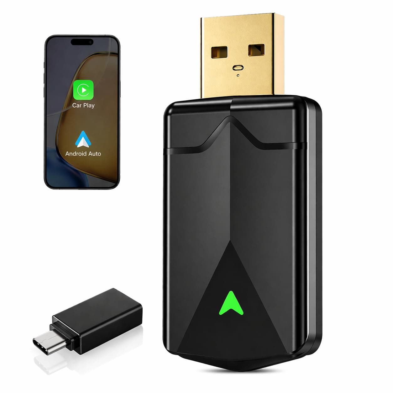 Carplay Wireless Adapter - Android Car Wireless Adapter, 5.8GHz WiFi, Plug & Play, Mini & Stable, iOS 10+/Android 10+, Fast Car Connection for Vehicles from 2016 Onwards (Pack of 1)