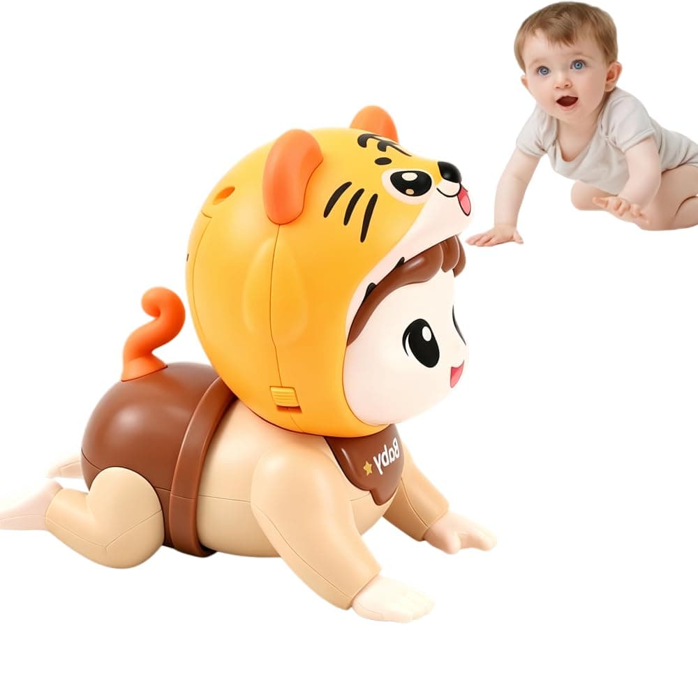 Crawling Toys, Electric Crawling Toy,Infant Tummy Time Toys with Music,Educational Toy for Baby's Crawling and Head Lifting,Musical Crawling Toy for Infants (Tiger)