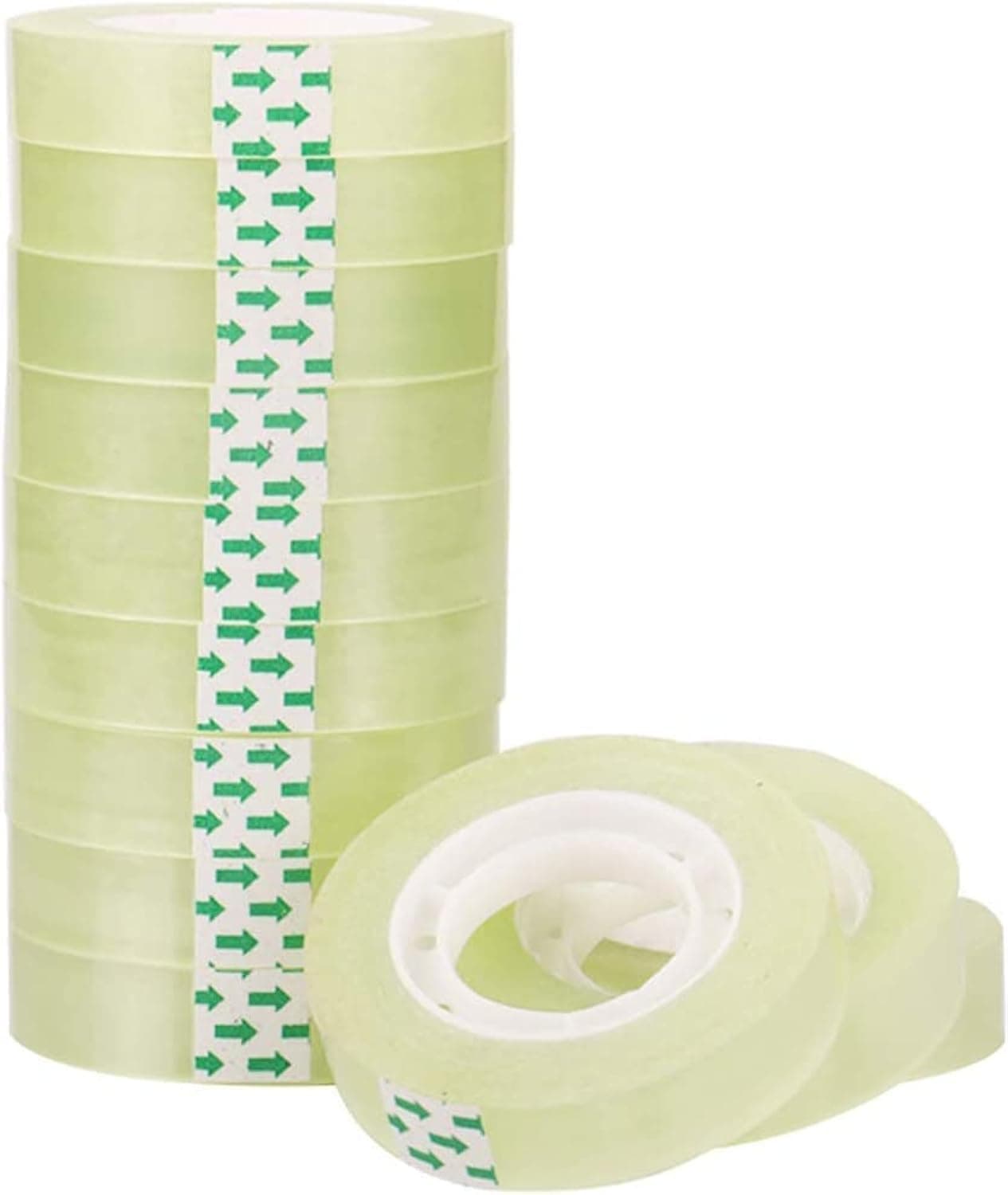 MARKQ [Pack of 12] Clear Tape Rolls – [1/2 Inch x 25 yards] Transparent Tape for Office, Home, School, Gift Wrapping & Dispenser Refills - 1 Inch Core