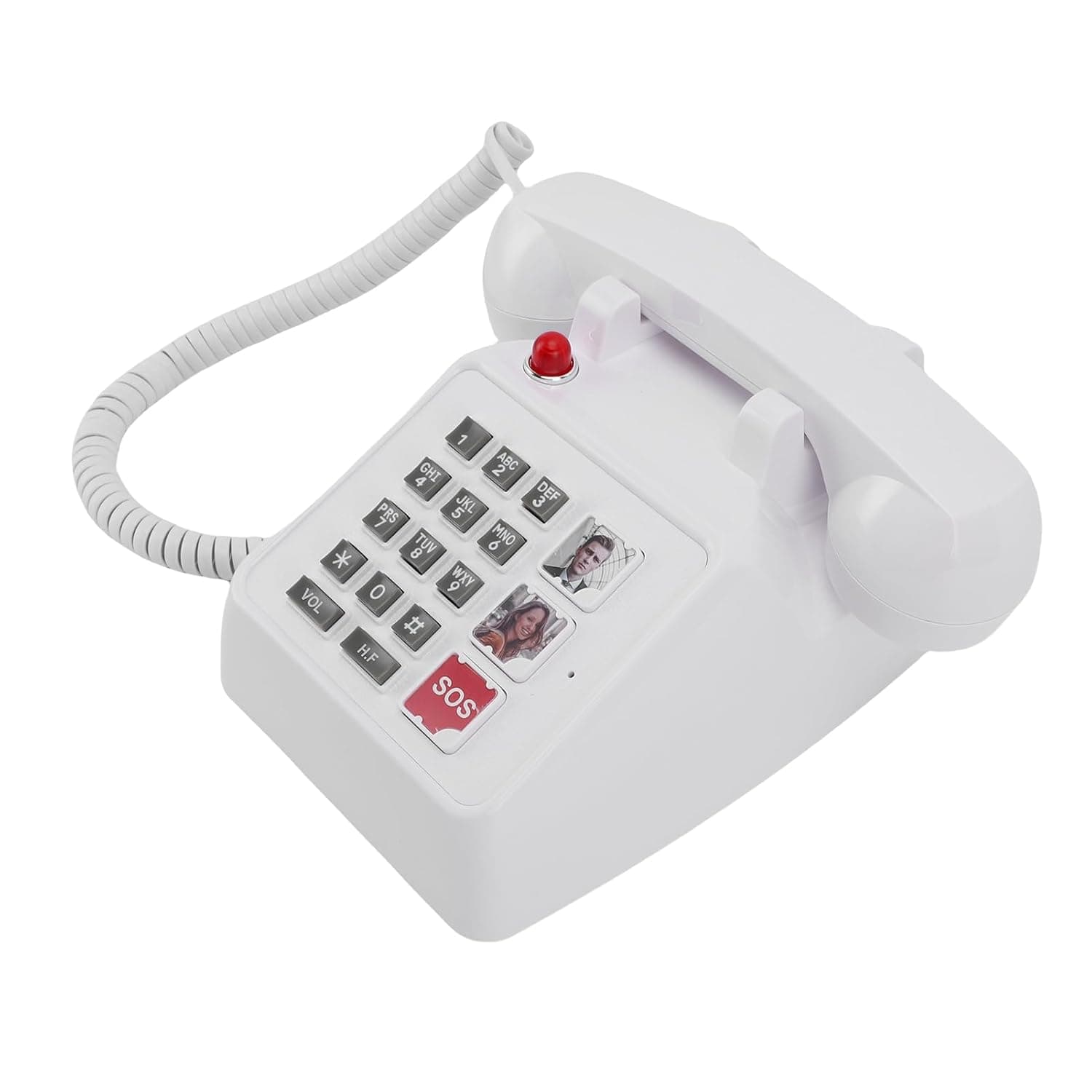 Jectse Large Key Wired Phone with Adjustable Volume and 5 SOS Numbers for Elderly and Family Members, Visual Ringer Included