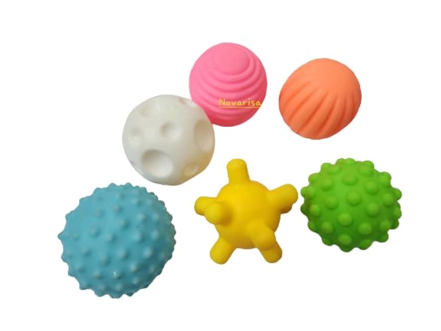 Sensory Balls Toys Pack of 6 | Colourful Squeaky Ball | Soft Ball for 0-1 Year Babies for Brain Development Soft Silicone Rubber Best Toys for Babies Kids Infants (Squash, Multicolored)