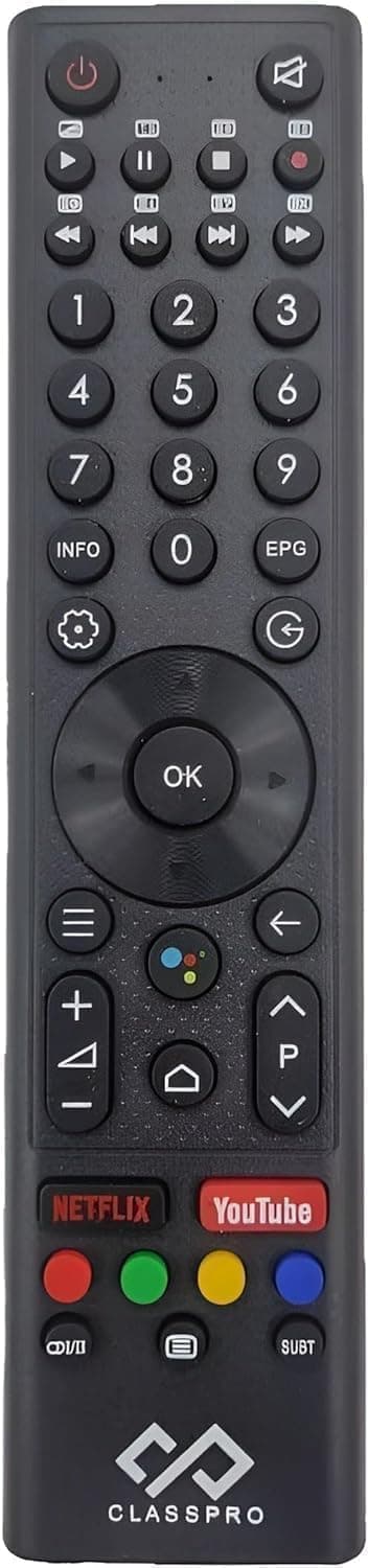 New Replesment CLASS PRO Tv Remote Control, Compatible for all android-LCD-LED-4K-UHD Smart Class Pro Television with netflixed & youtube Button.
