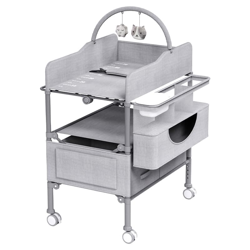 Gogoya Baby Changing Table, Versatile Folding Changing Table, Waterproof Diaper Changing Station, Adjustable Height with 2 Drawers,Baby Changing Station, Mobile Nursery for Infant and Newborn (Grey)