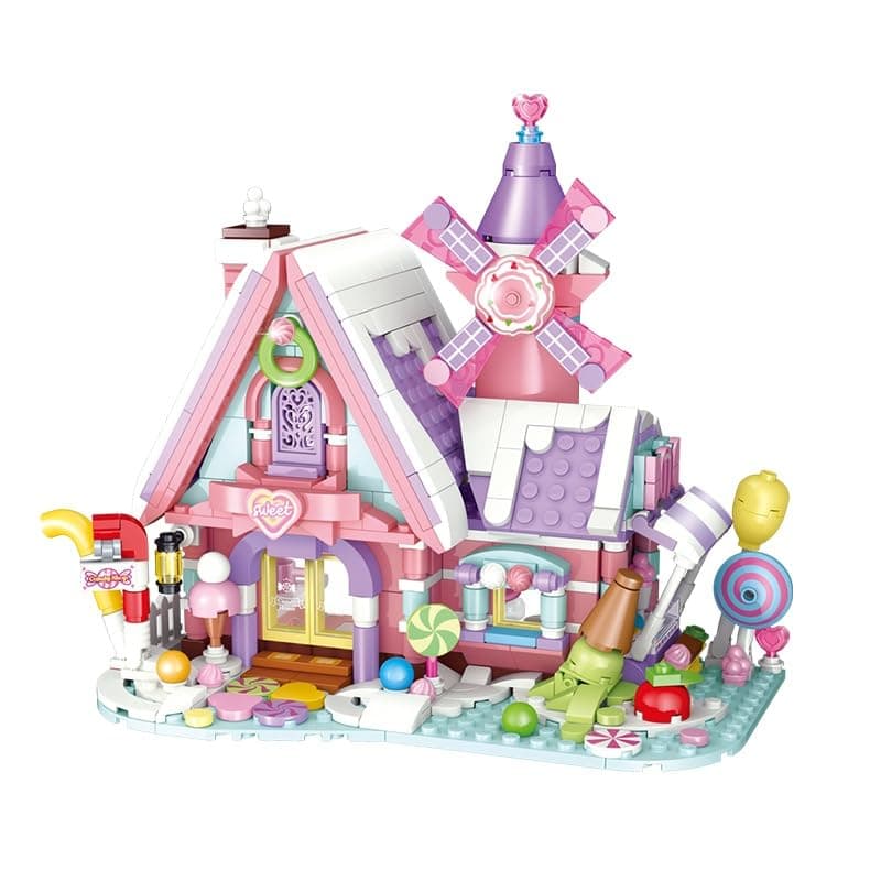 OMIRE Dream House Pink House Building Toy Sets,Girls Blocks Toys Windmill Building Kit Street-View Construction Educational Toy,STEM Education Toys for Kids Girls 6 7 8 9 10 11 12 Years-547pcs