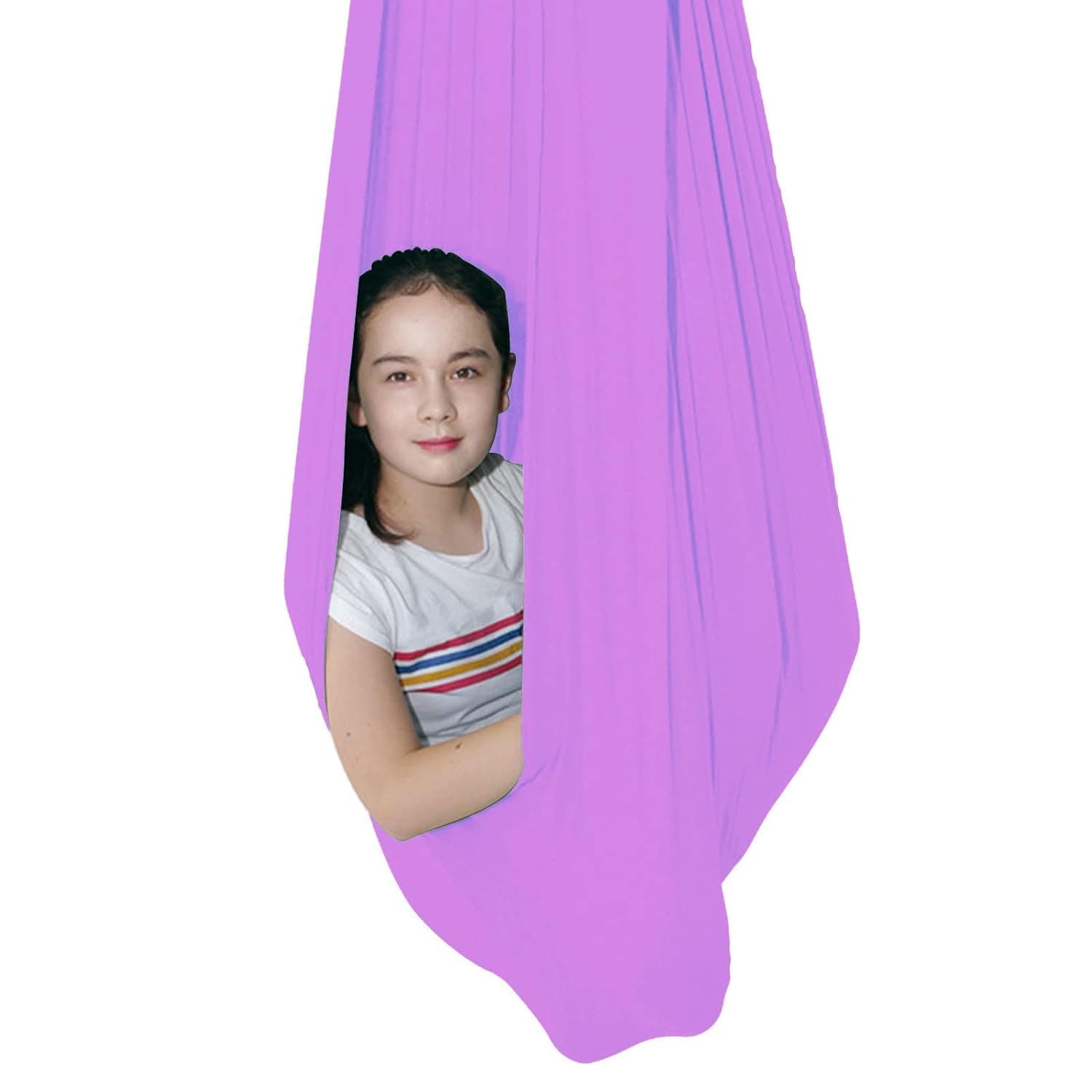 Sensory Swing for adults Indoor kids Therapy Swing Calming Snuggle Hammock durable soft strong fabric swing Best suited for children with SPD Autism and Asperger (Color : Light purple, Size : 1.5M x