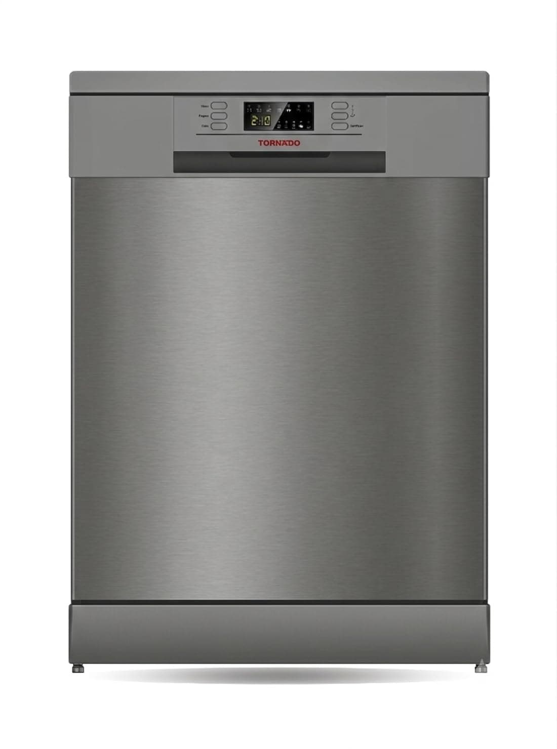 Tornado Freestanding Dishwasher 13 Place Settings, 6 Programs, 2 Racks, A++ Energy Rating, Quiet Operation Low Noise, Mini programme, Half-load,Stainless Steel Tub, TDG-JN1363-BSK Silver