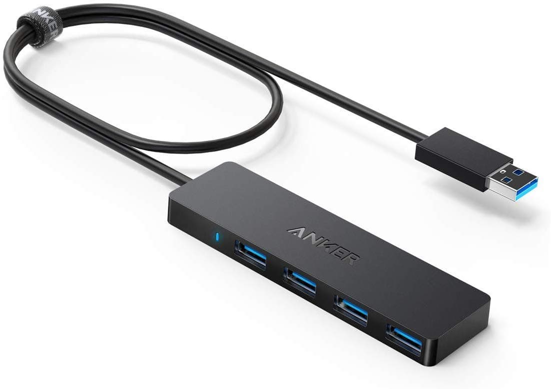 Anker 4-Port USB 3.0 Hub, Ultra-Slim Data USB Hub with 2 ft Extended Cable [Charging Not Supported], for MacBook, Mac Pro, Mac mini, iMac, Surface Pro, XPS, PC, Flash Drive, Mobile HDD (A)