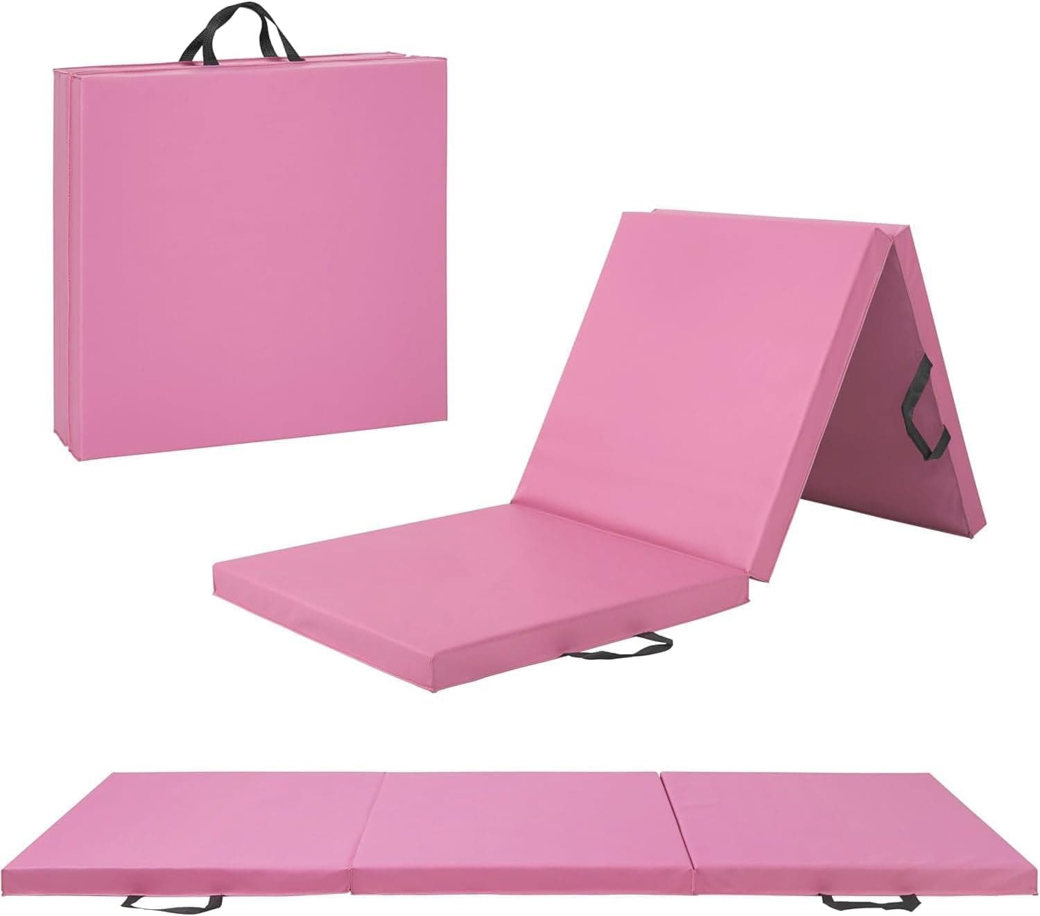 Oasisgalore Foldable Gymnastics Mat for Gym, Gymnastics Mat Equipment Exercise Yoga Mat for Home Workout (180 x 60 x 5 cm) (Pink)