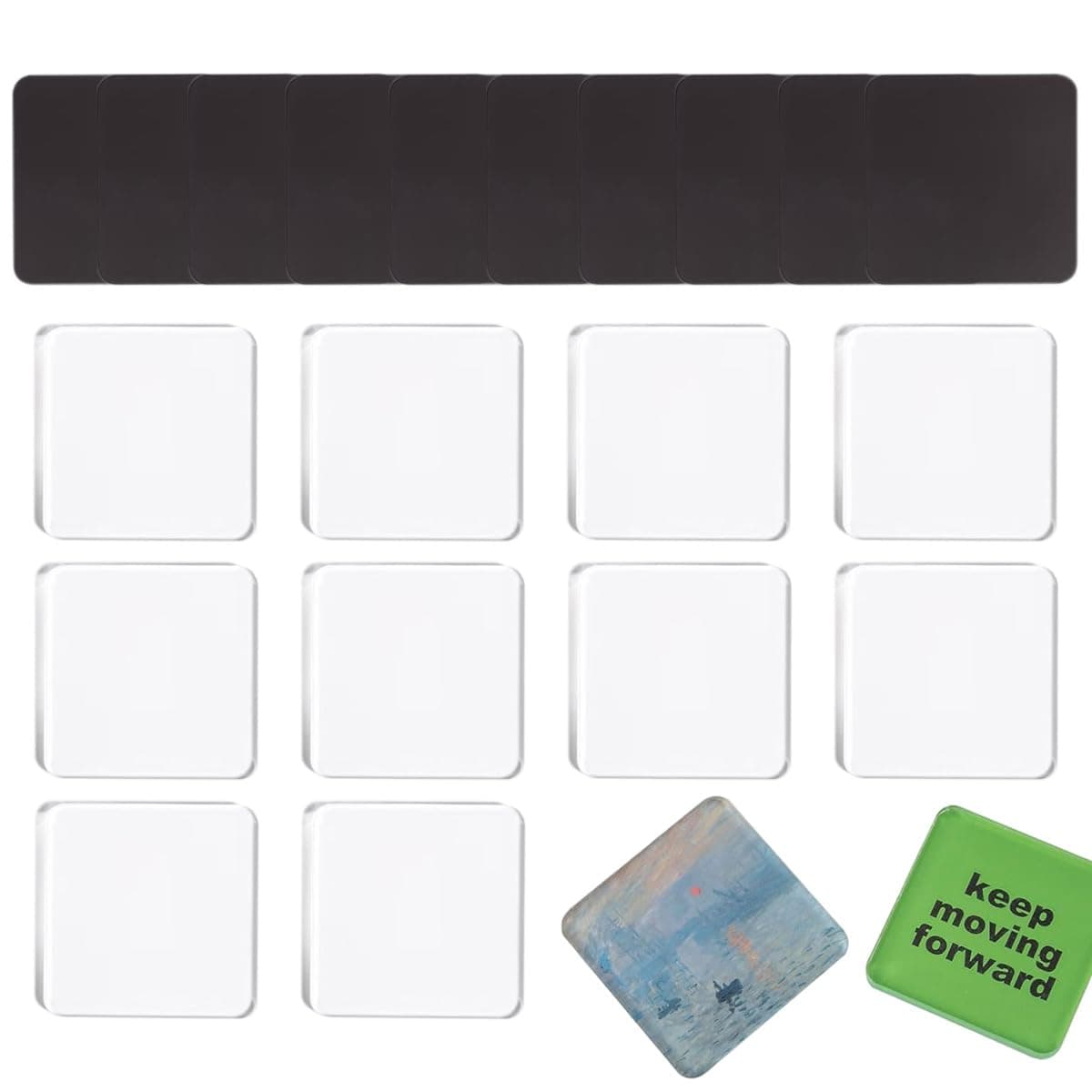 هاسثيب 10 قطع مغناطيس ثلاجة اكريليك مربع صغير 5 × 5 سم، مغناطيس ثلاجة باطار صور شفاف، مغناطيس فارغ قابل للتخصيص للحرف اليدوية والمنزل او تزيين الهدايا