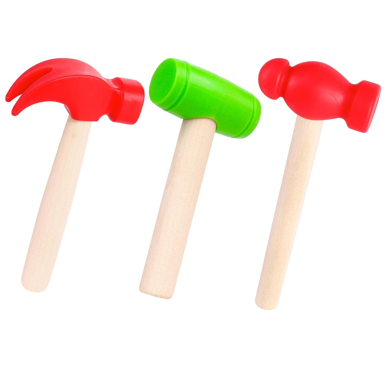 3 PCS Toy Hammers, Wooden Hammer Toys Mallets, Simulation Fake Plastic Maintenance Tools for Birthday Party Supplies