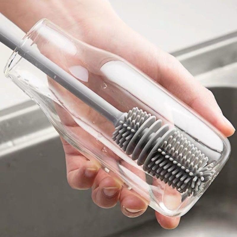 Long-Handle Silicone Cup & Bottle Brush - Reach Every Corner for A Thorough Clean!