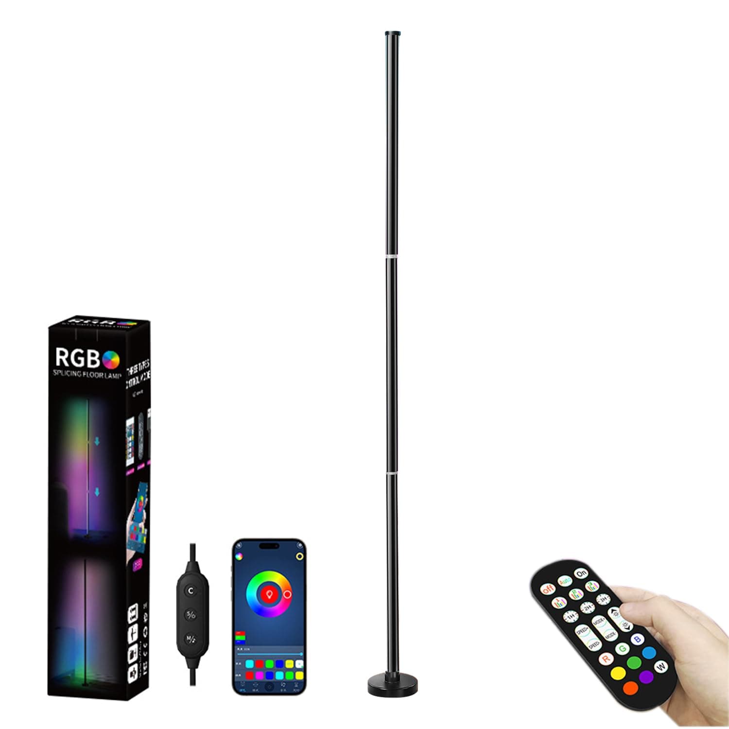 BOOM Corner Floor Lamp, RGB lamp with Remote & Smart APP Control, Color Changing Floor Lamp with Music Sync, Timing & 16 Million Colors, Modern LED Corner Lamp for Bedroom, Living Room Game Room