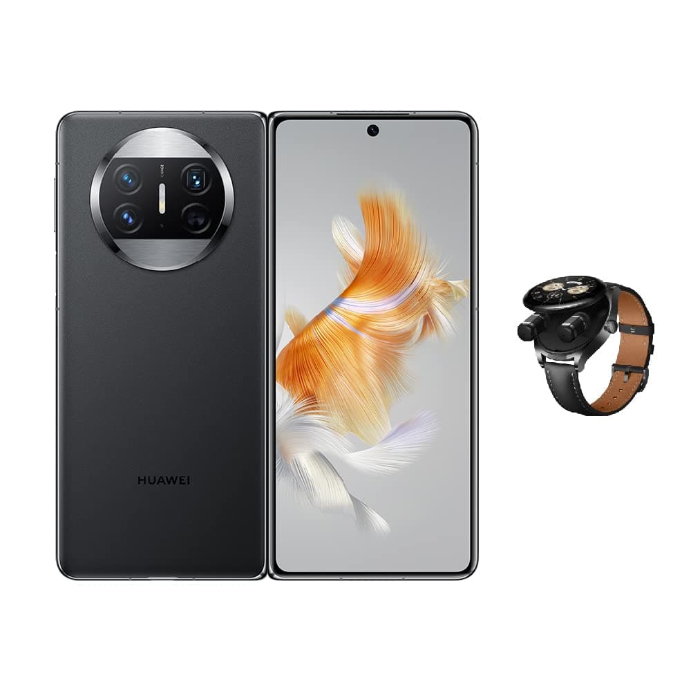 HUAWEI Mate X3 Foldable Smart Phone, 7.85" Quad-Curve Display, 12 + 512 GB, 66W SuperCharge, 50 MP Ultra Vision Camera, Durable Kunlun Glass, Black + HUAWEI WATCH Buds And VIP Gift Card