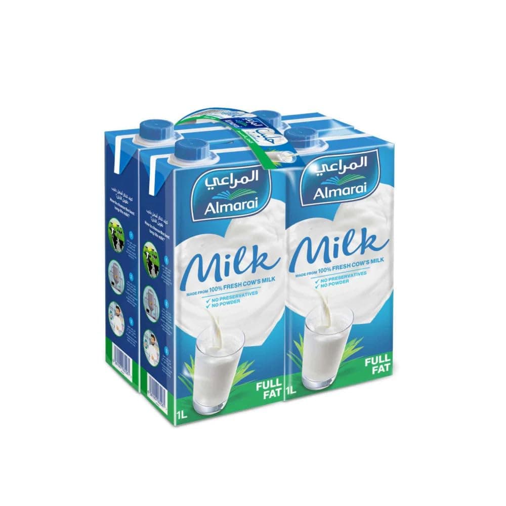 Full Fat UHT Milk 1 Litre With Added Vitamins X 4 Pieces