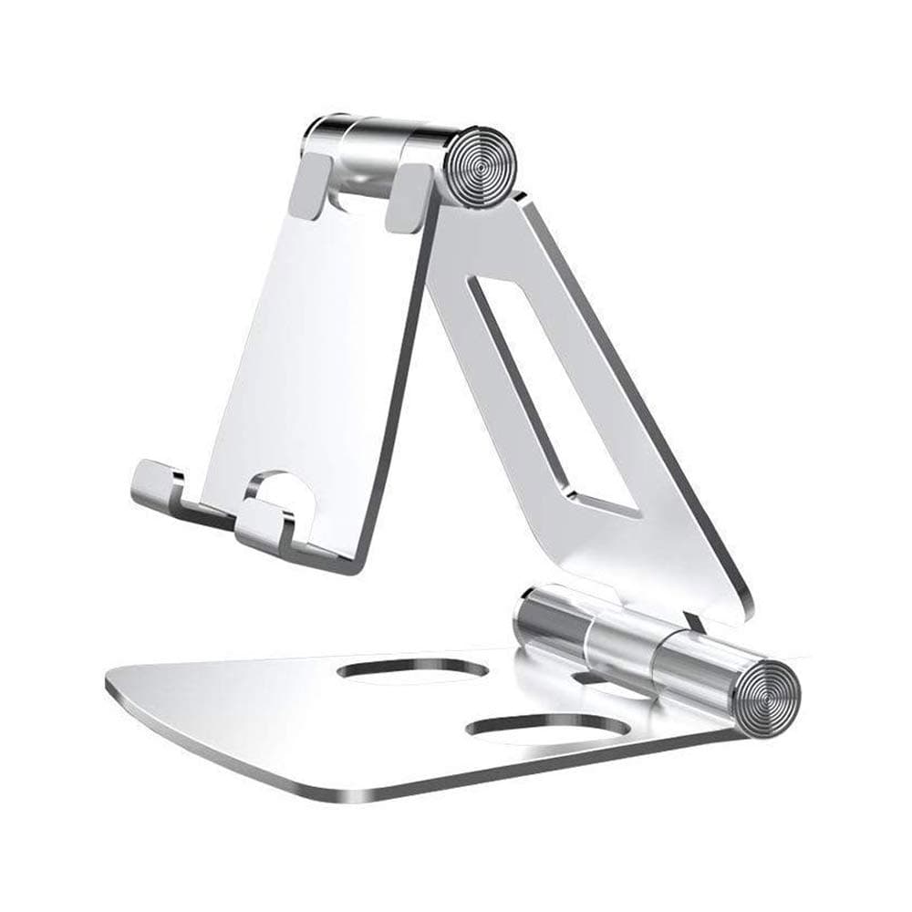 حامل هاتف قابل للتعديل والطي ومتعدد الزوايا مصنوع من الالمنيوم يمكن وضعه على سطح المكتب يتوافق مع هواتف ايفون اكس اس / ماكس ار والهواتف بنظام تشغيل اندرويد وسويتش وملحقات Kindle وين تشير الألومنيوم