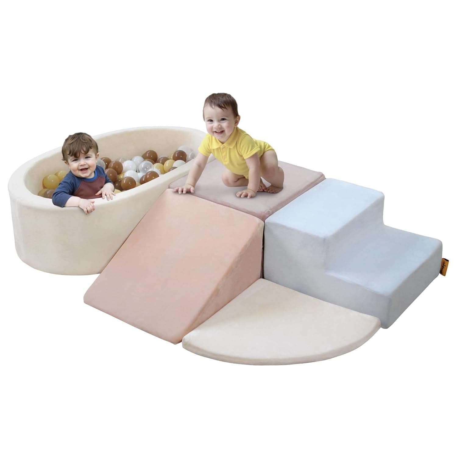 BanaSuper Foam Climbing Blocks for Kids, Baby Foam Building Blocks XXL with Ball Pool, Climbing Blocks with Ball Pit (no Ball), Softplay Set with Ball Pit, EN71 Certified, Blue and Pink