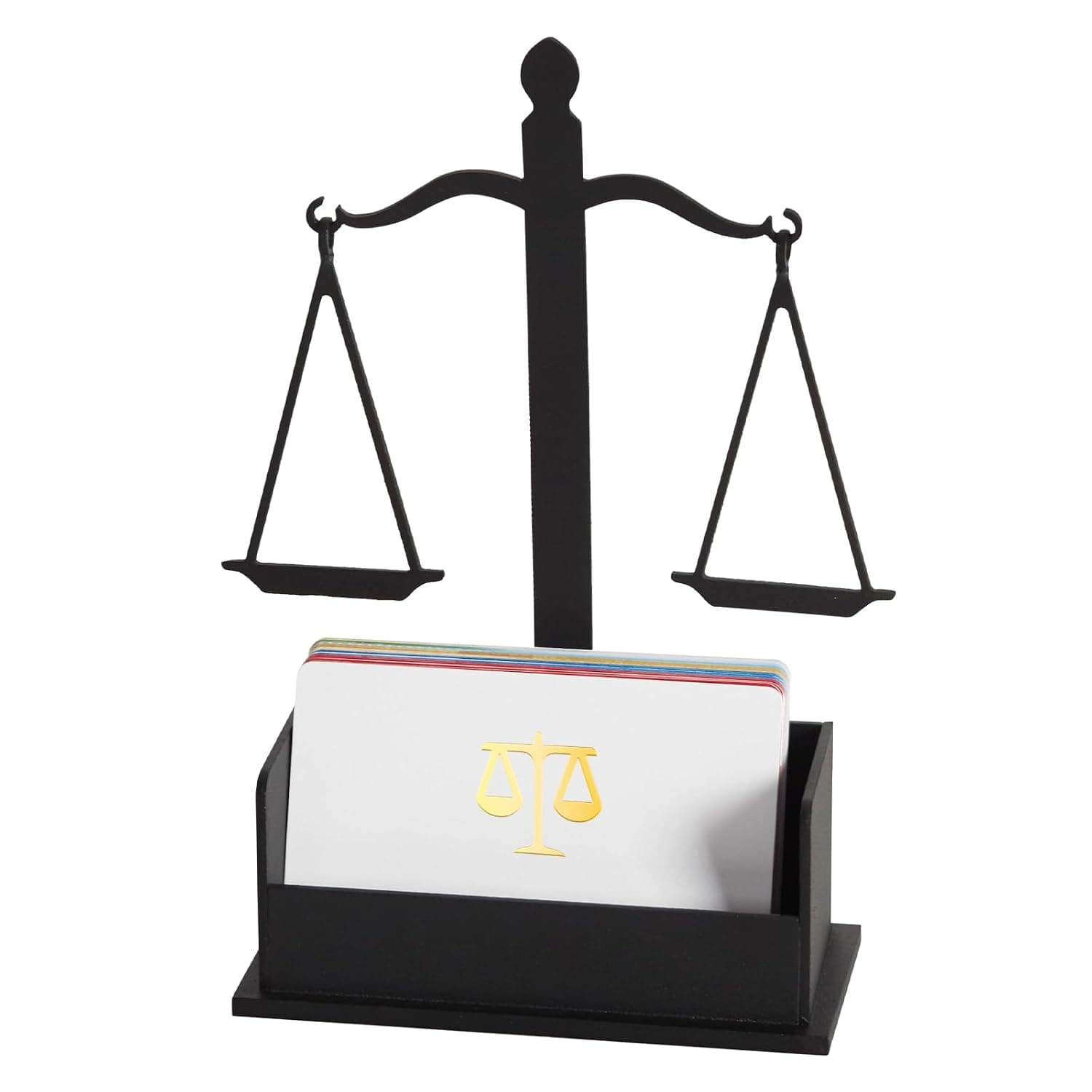 Lawyer Business Card Holder, Iron, Holds 3.5 x 2 Inch Cards, Black, Unfinished, 1 Level, 2x4x5 Inches, Lawyer Gifts for Men Women, Office Decor