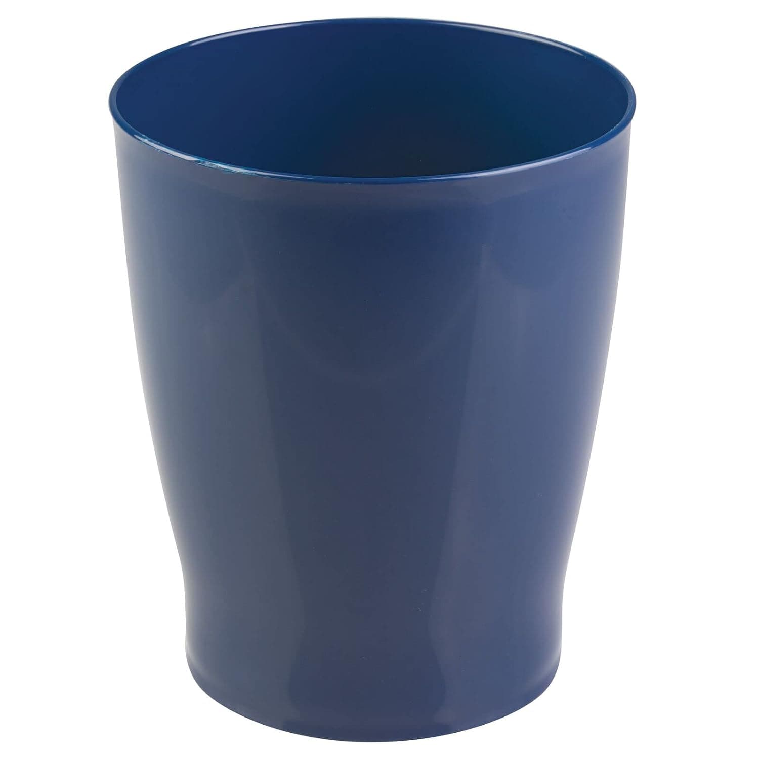 mDesign Slim Round Plastic Small Trash Can Wastebasket, Garbage Container Bin for Bathrooms, Powder Rooms, Kitchens, Home Offices, Kids Rooms - Navy Blue