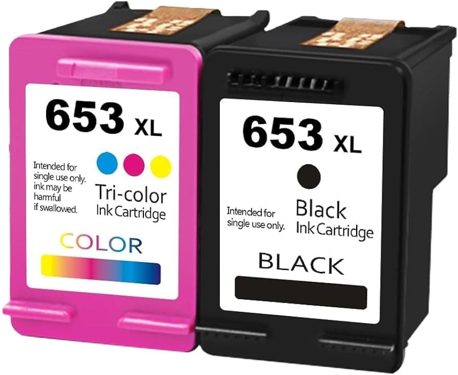 خرطوشة حبر 653XL 653 عالية الانتاجية بديلة لخرطوشة حبر اتش بي 653 اتش بي 653XL 653 XL متوافقة مع طابعة اتش بي ديسك جيت انك ادفانتج 6075 6400 2875 2876 2878 4276 4278، عبوة من 2 قطعة، 653XL