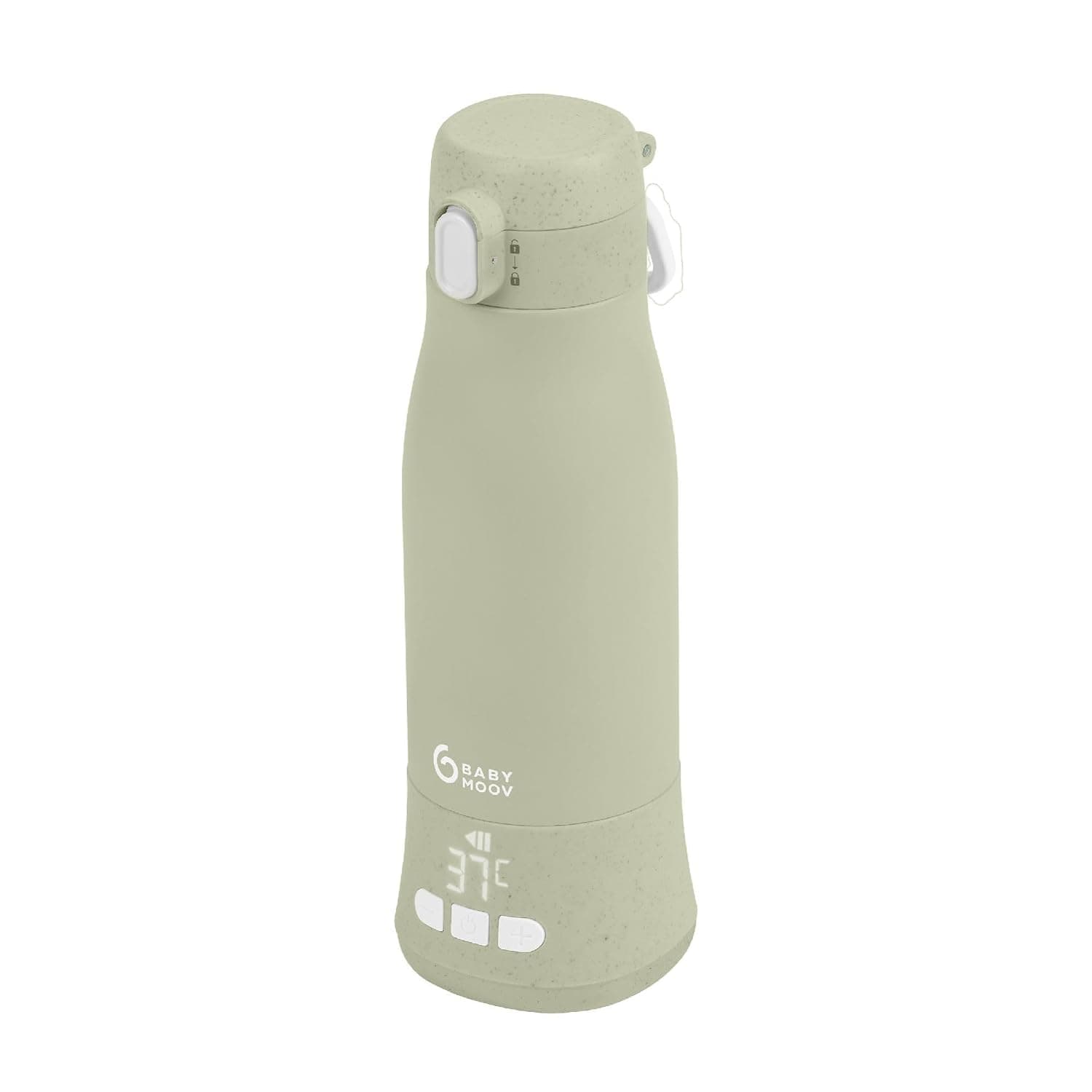 Babymoov Moov&Feed Baby Bottle Warmer, Portable, Wireless, Capacity 340ml, Water or Breast Milk, Adjustable Temperature, Keeps Liquids Warm (up to 7 Hours), USB Charging, Sage Green