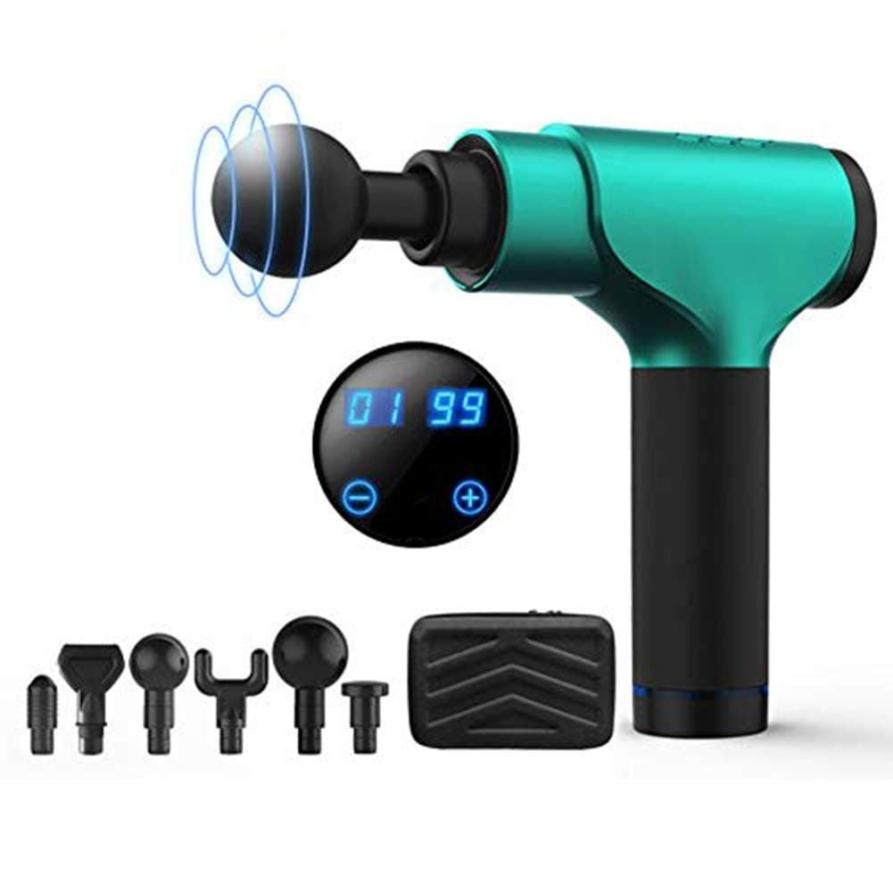 Massage gun portable deep tissue muscle massager portable professional with gun, used for massage movement and fitness relaxation (Color : Green)