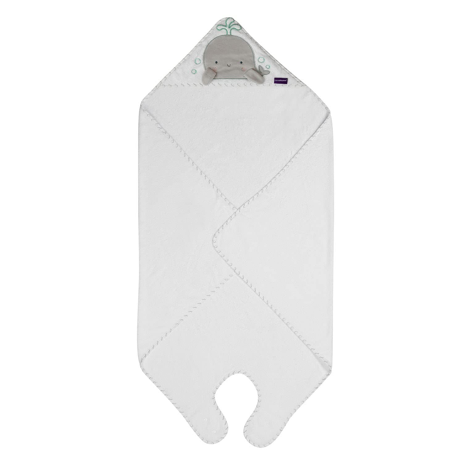 Bamboo Apron Baby Bath Towel - White & Grey