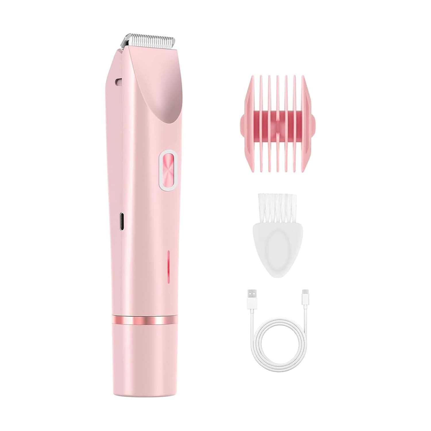 2-in-1 Body Shaver Bikini Trimmer for Women, Electric Shaver Kit Waterproof Hair Removal for Face Lips Underarms Legs (Pink)