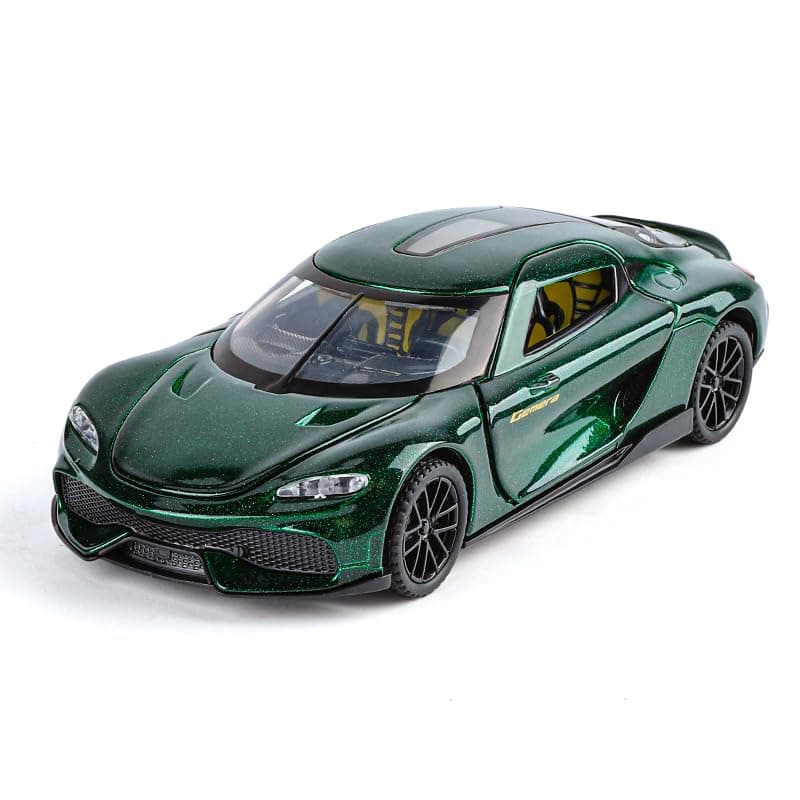 1:32 Gemera GT Super Sports Car Alloy Diecast Model Sound & Light Pull Back Тоу Collection Of Hobby Decorative Fine Ornaments (Green)