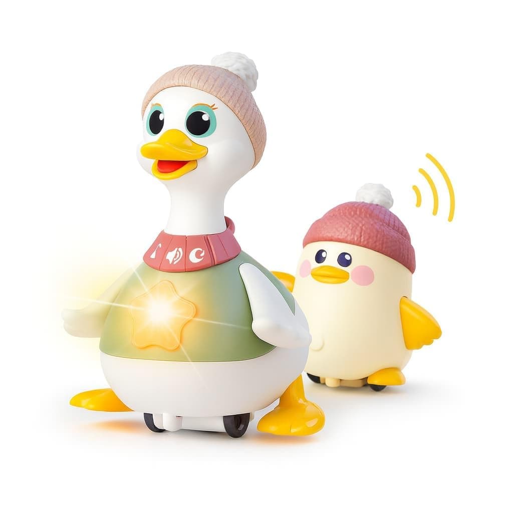 Hola - Baby toy for duck family - with realistic lights and sounds - interactive and educational children's game for boys and girls from 6 months - music toy with movement - gift