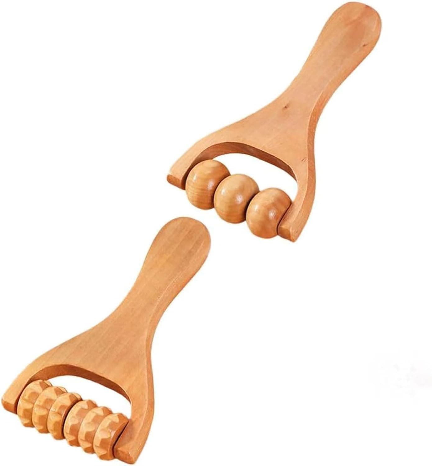 Joyzzz Massage Roller Tools, Set of 2 Handheld Wooden Rollers, Massage Roller Tools for Full Body Massage, Perfect for Athletes and Office Workers