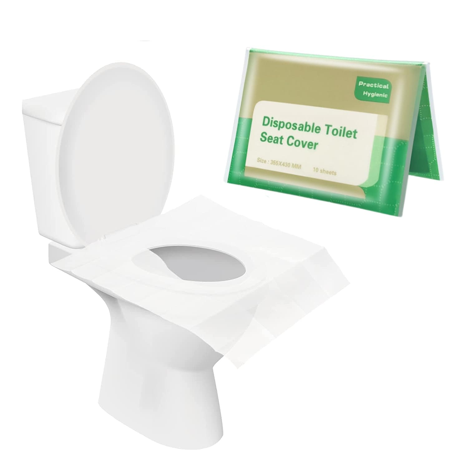 50 Pcs Flushable Paper Toilet Seat Covers, Travel Toilet Seat Cover Friendly Packing, Disposable Toilet Seat Cover Non-Slip for Airplane, Road Trips, Camping