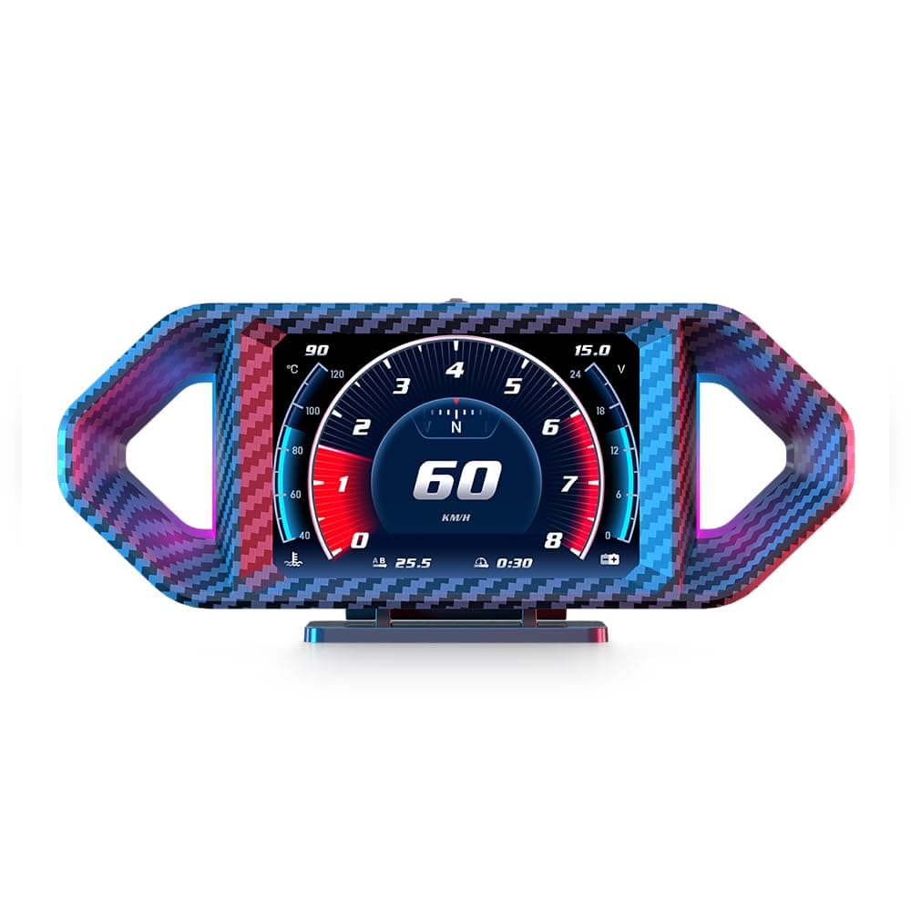 Car HUD Display, OBDⅡ+GPS Smart Gauge -with Speed, Fuel Consumption,Overspeed Alarm, Car Diagnostic Tool, 12-Language Support& RGB Ambient Lighting for All Vehicles（P26 Model）