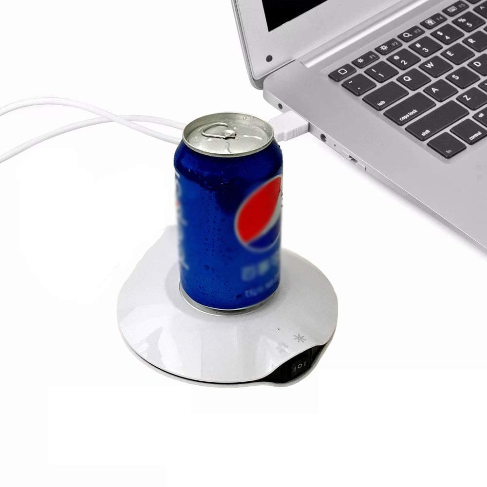 2 In 1 Cup Cooler Coffee Mug Warmer, Protable USB Mug Heater Coaster for Office Home Desk Use, Heating Plate for Water Tea Coffee Milk Cocoa, Cooling for Cosmetics Me'dicines Beverage,White Dear-You