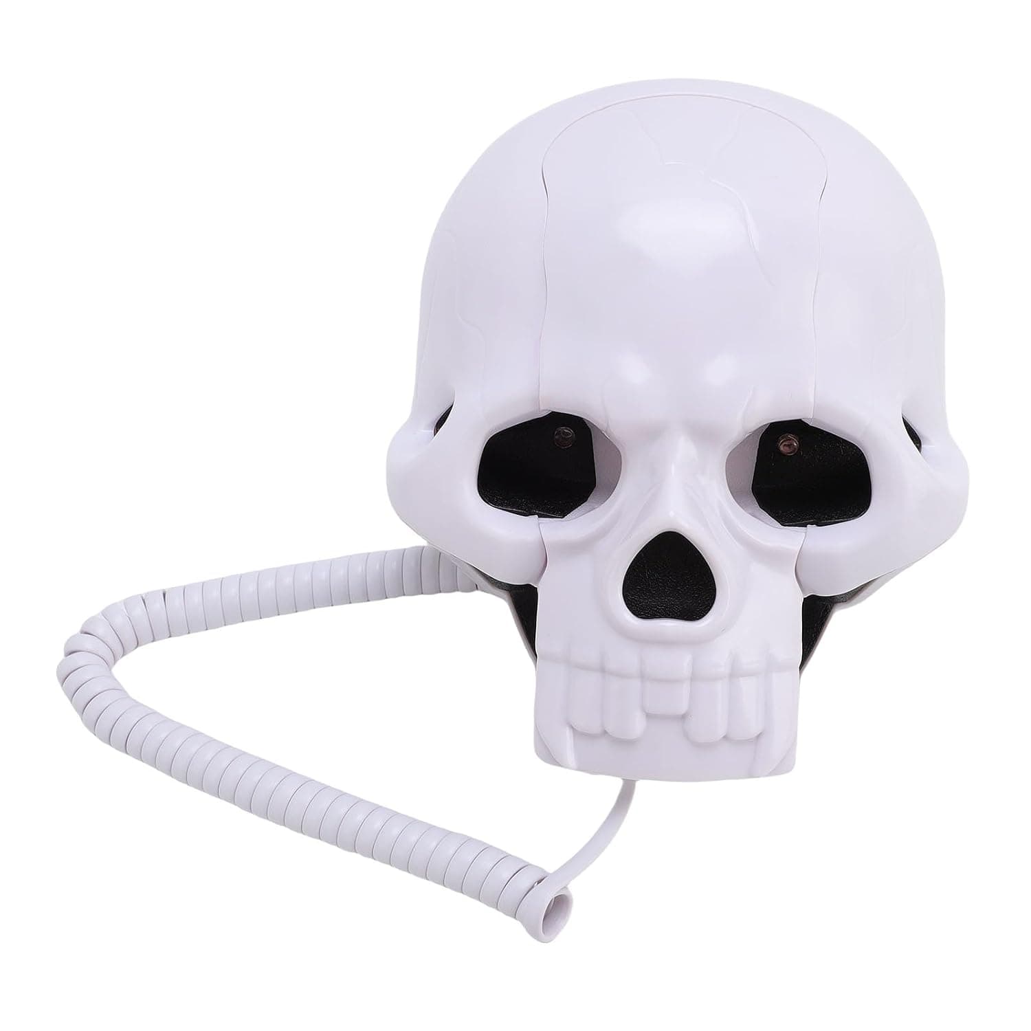 Skull Landline Telephone, Unique Vibrant Design HD Sound Quality Multifunctional Corded Desk Phone, with Quick Disconnection Dialing Redialing (White)