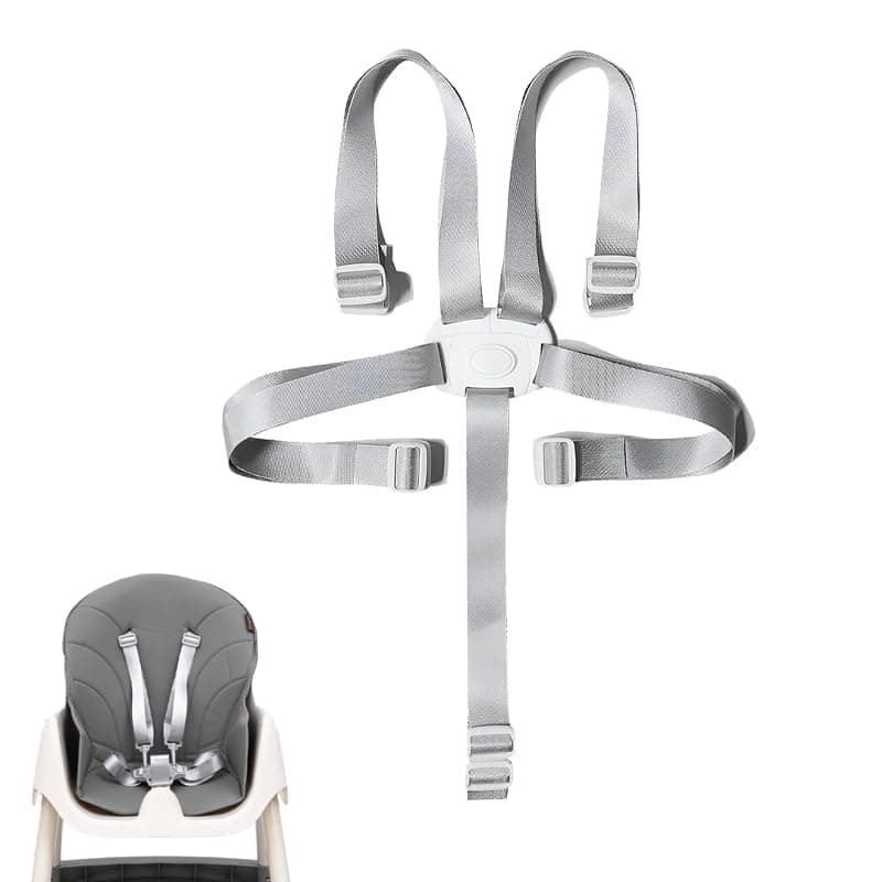 5-Point Safety Belt for Highchair & Buggy, Adjustable Children's Strap, Universal for Highchair & Pushchair, Lightweight & Portable, Sturdy Buckle, Easy to Assemble