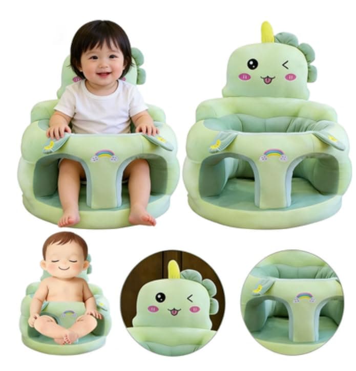 Baby Sitting Support Sofa Chair, Sit Me Up Floor Seat for Baby, Learn to Sit Chair for Toddlers, Infant Seats for Boys and Girls(Dinosaur) (Green)