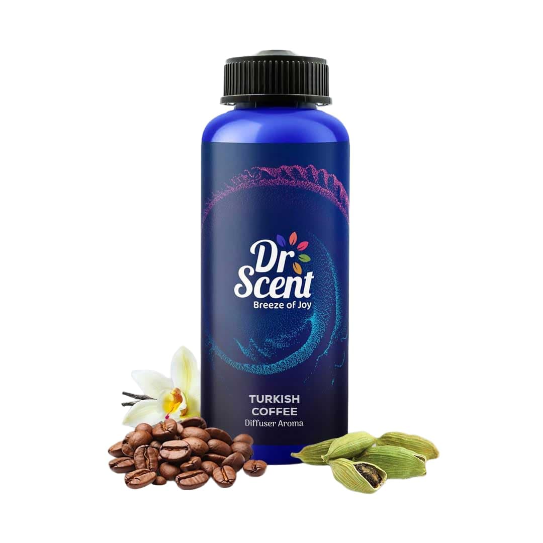 Dr Scent Diffuser Aroma Oil Turkish Coffee - Cardamom, Warm Spicy Roasted Coffee Beans, Absolute coffee and Vanilla Fragrance | Made in UK | Perfect for Offices, Homes, Shops & Lobbies(1000ml)