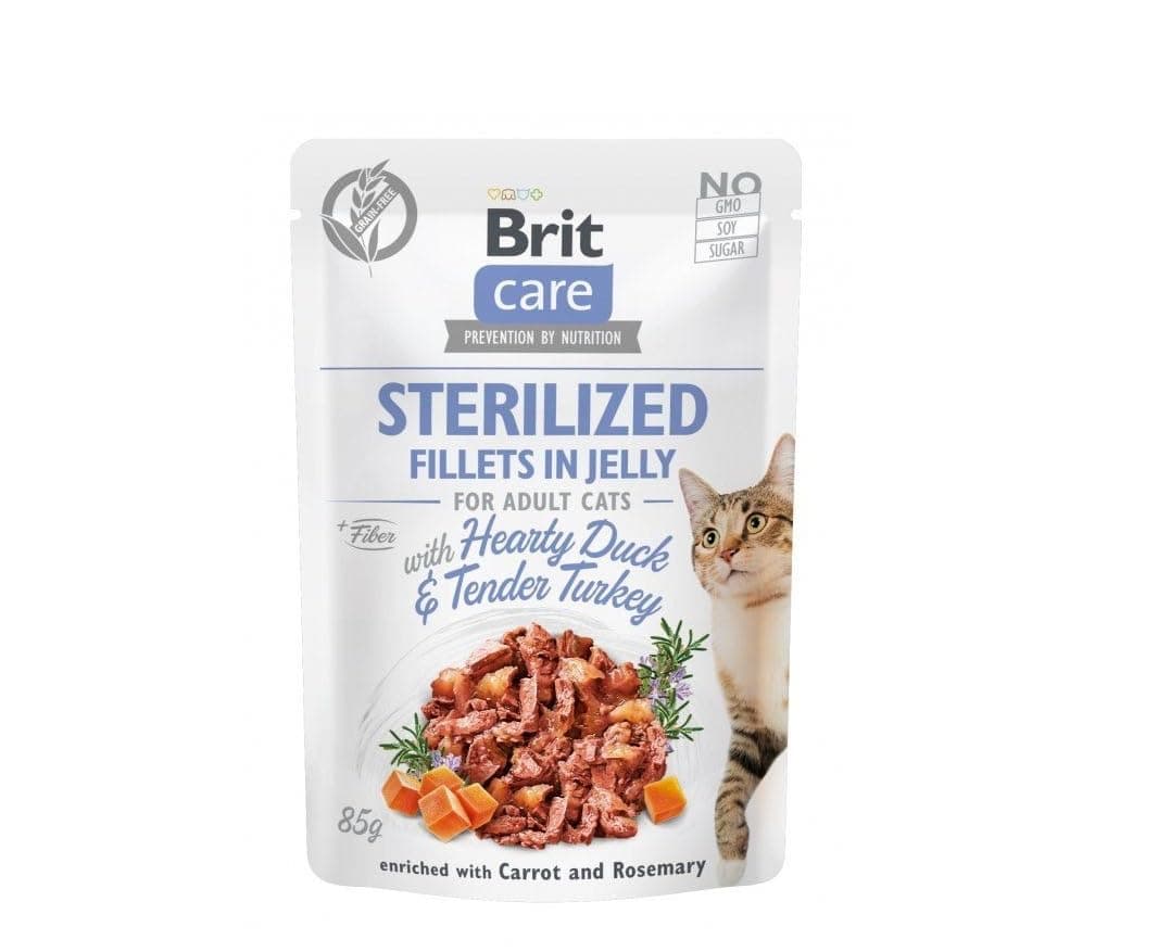 Brit Care Sterilized Fillets in Jelly with Hearty Duck and Turkey for Cat 85 g