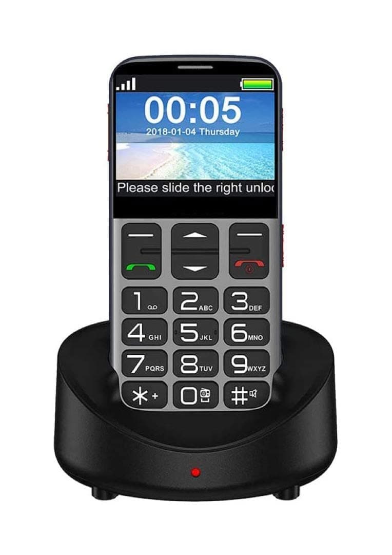 Easy Use Large Button Talking Numbers Charging Dock 3G Unlocked Mobile Phone with Loud Volume Speaker For Old/Senior Person (Color : Grey)
