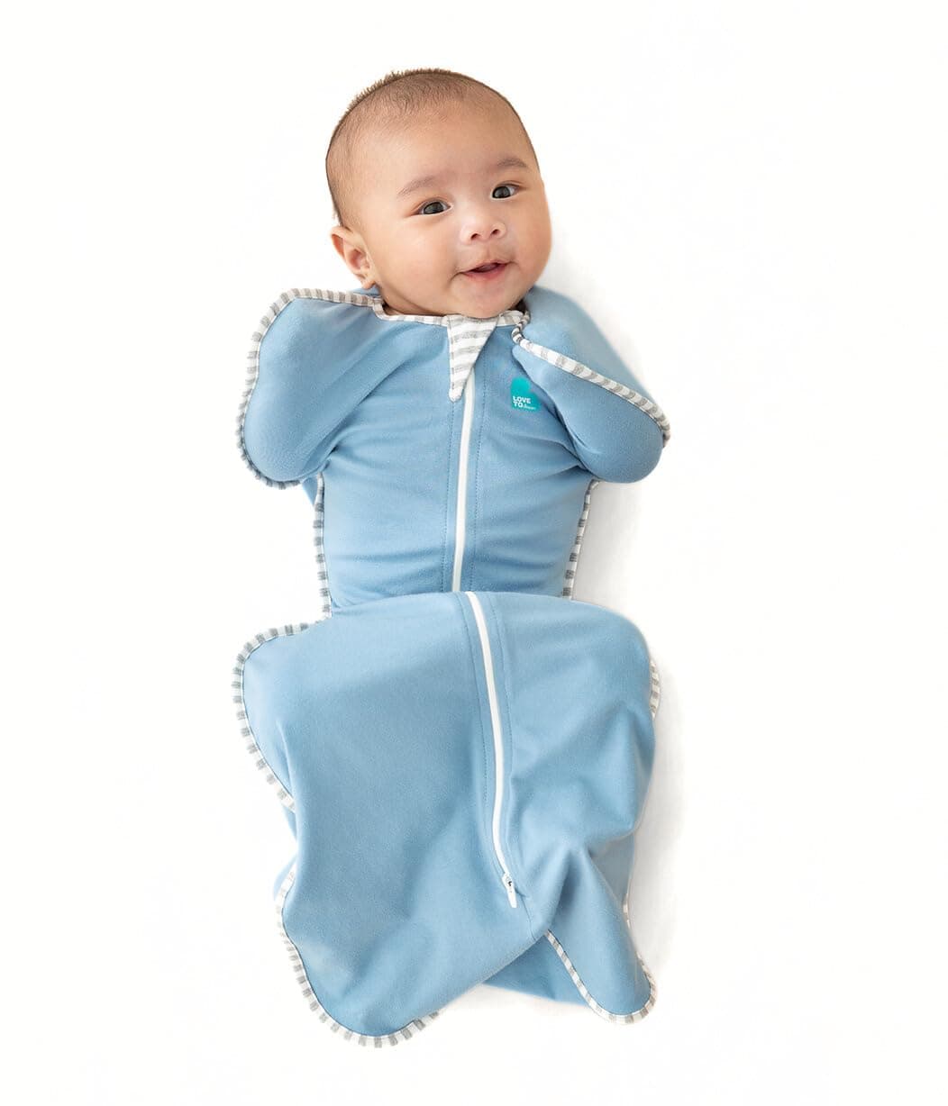 Love To Dream Swaddle Blanket. Newborn Essentials For 0-6 Months Baby Girls And Boys. 1.0 TOG Baby Sleeping Bag With Arms, Provides Comfortable And Quiet Sleep, Dusty Blue, Small