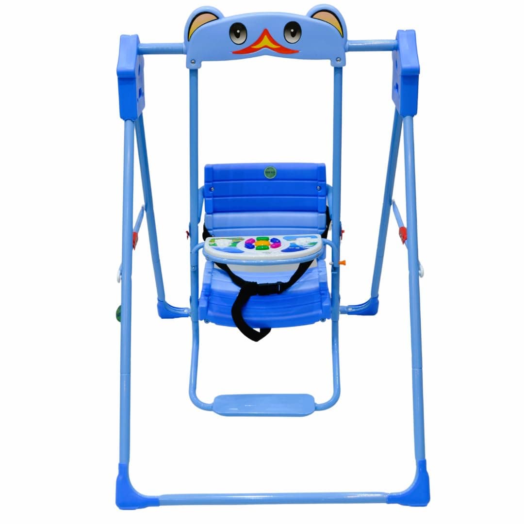 SMR Kids Swing with Music and Triple Fixing Strap, Baby Swings - 102X70X105cm (Blue)