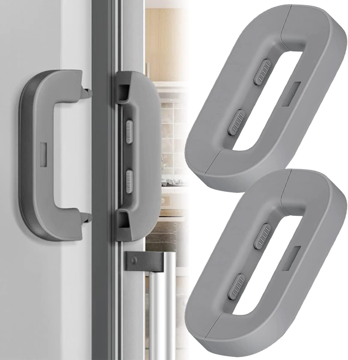 2 Pcs Refrigerator Locks Child Safety Locks, Fridge Locks for Children Refrigerator Lock, Home Fridge Locks, Child Kids Safety Freezer Door Locks, Child Proofing Cabinet Locks No Tools or Drill Need
