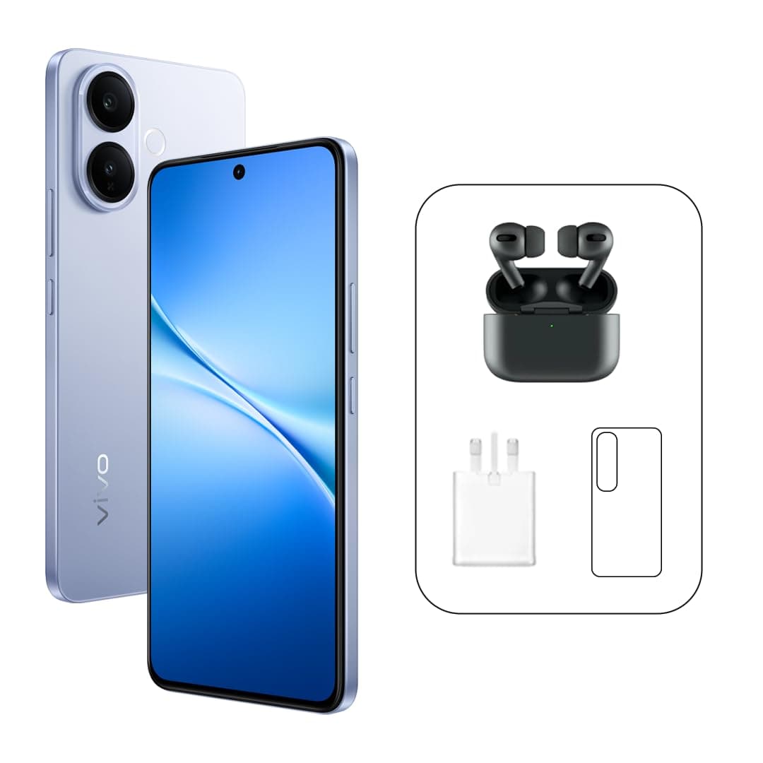 vivo V60 Lite 5G (Titanium Blue, 12GB RAM, 256GB) | 120Hz AMOLED Display | 32MP Selfie Camera | 6500mAH | IP65 | V-Premier Earbuds Pro, 24M Warranty, 455Days Screen Replacement – Middle East Version