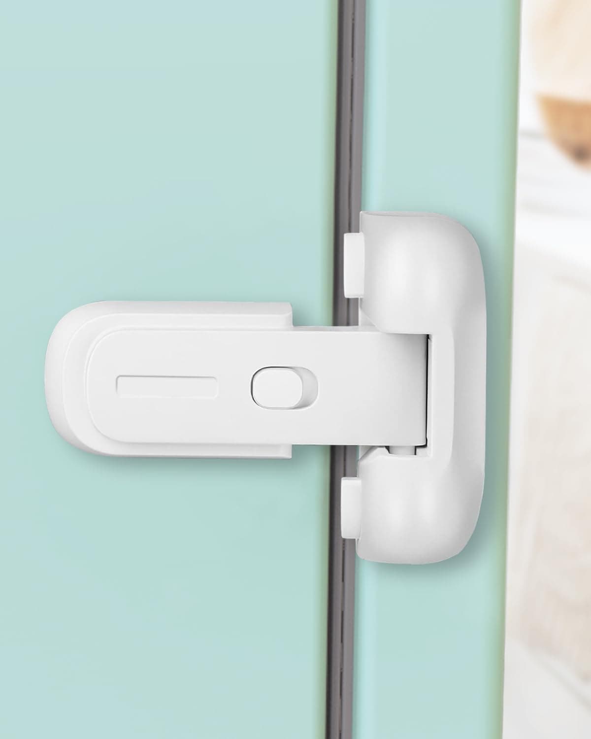 Updated Baby Safety Proof Fridge Latch Lock to Keep Door Closed,Child Proof Refrigerator/Fridge/Freezer Door Lock for Toddlers and Kids,no Tools Need or Drill (White-1pcs)