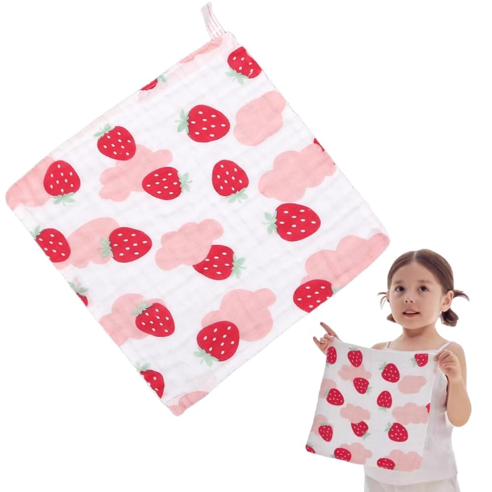 6-Layer Gauze Baby Face Towel, 100% Cotton Burp Cloth & Washcloth - Ultra Soft & Absorbent for Drooling, Feeding, Bathing, Multi-Purpose Newborn & Infant Care Cloth with Cute Cartoon Patterns (C)