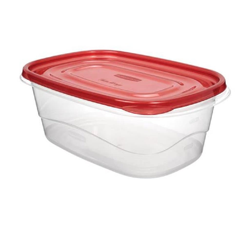 Rubbermaid TakeAlongs Deep Rectangle Food Containers with Lids, 8 Cup each (1.8 L), 2-Pack, clear base and red Quik Clik Seal lids, BPA-free, stackable, microwave bases, freezer and dishwasher safe