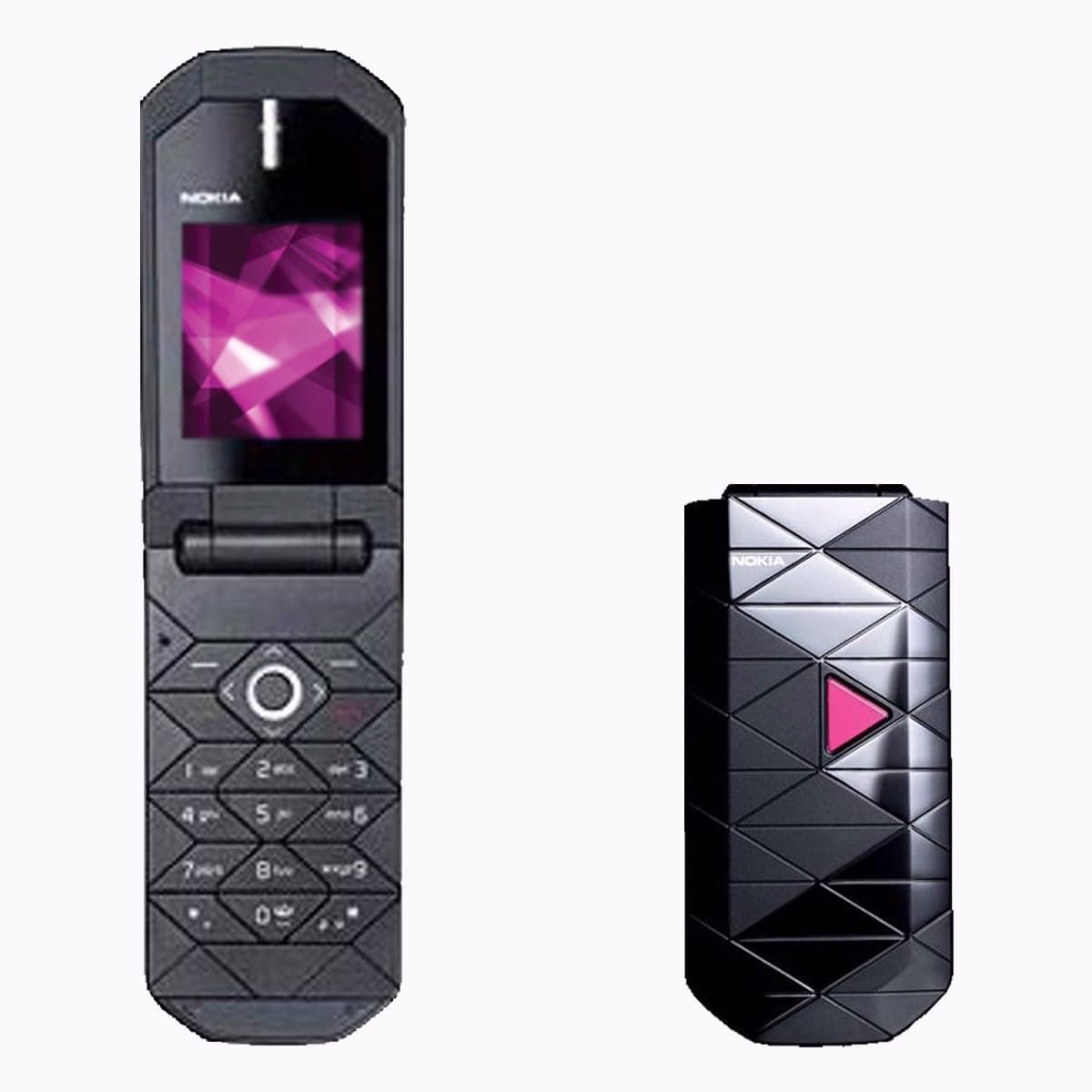 Nokia 7070 Prism Single-SIM 11MB (GSM Only | No CDMA) Factory Unlocked 2G Cellphone (Black/Pink) - International Version