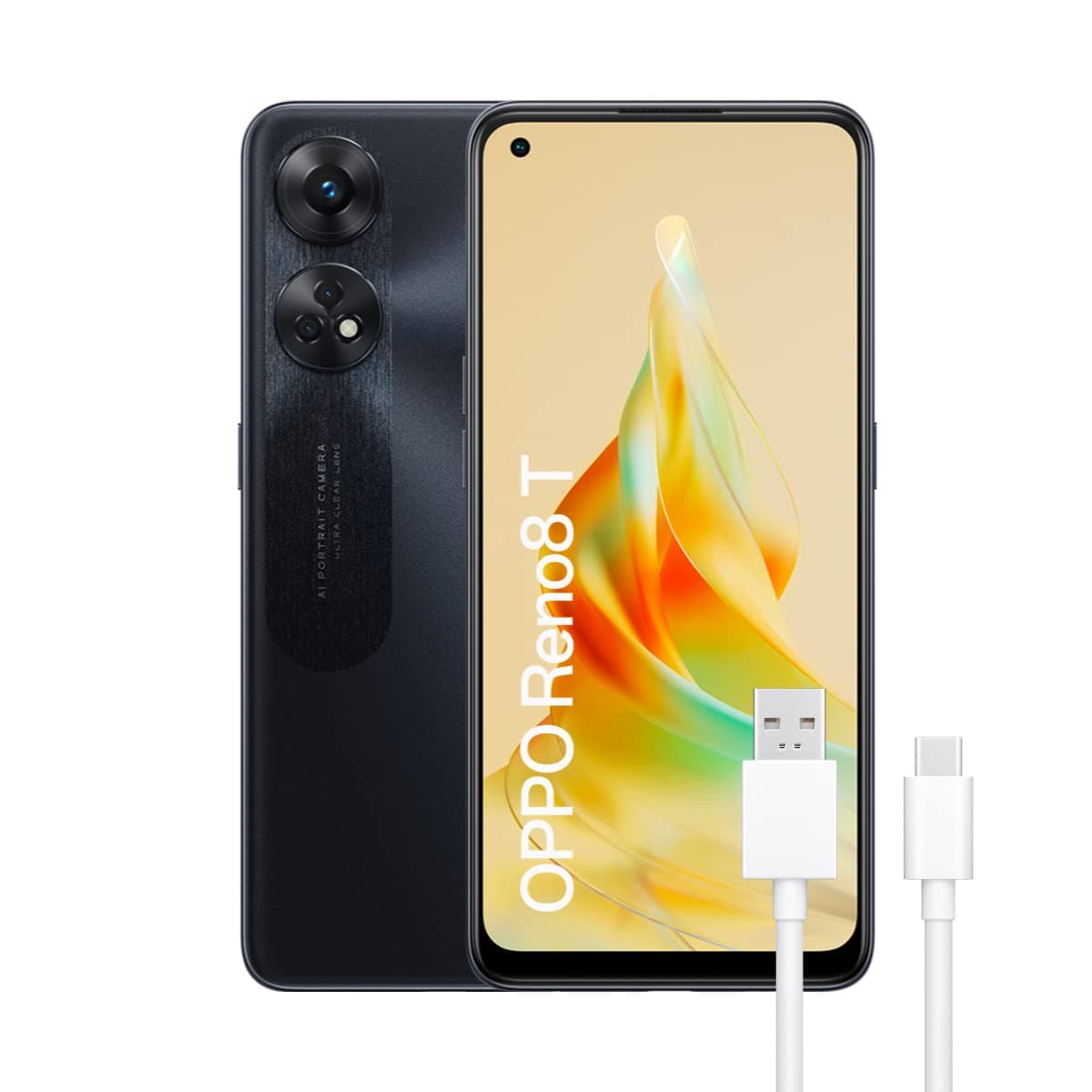 OPPO Reno8T (4G) Dual SIM 128GB ROM + 8GB RAM Factory Unlocked 4G/LTE Smartphone (Black Starlight) - International Version