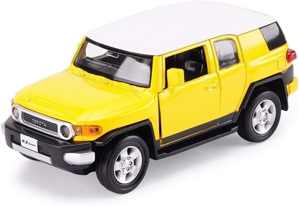 Toyota FJ Cruiser Diecast Model Car, 1:36 Scale, Black with White Roof, Die-Cast Metal Toy Vehicle-Yellow